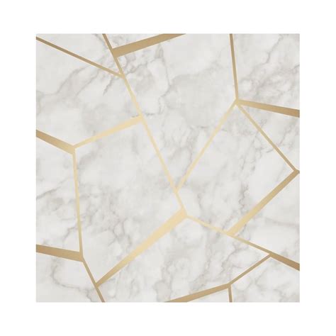 Fine Decor Marblesque Fractal White And Gold Metallic Geometric Wallpaper Fd42265