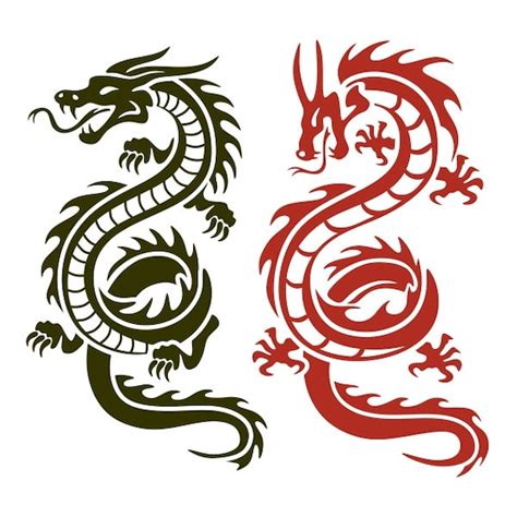 Asian Dragons Cuttable Design PNG DXF SVG Eps File For Etsy