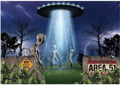 Funnytree 7x5ft Ufo Alien Backdrop Spaceship Halloween
