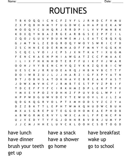Routines Word Search WordMint