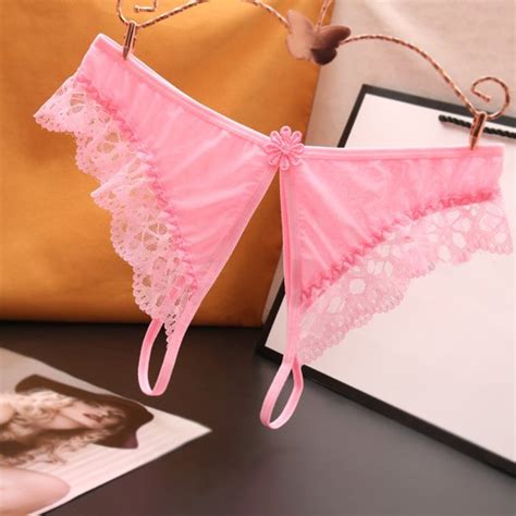 Lingerie For Women Women S Underpants Open Crotch Panties Low Waist Lace Briefs Underwear Pink