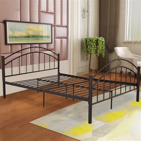 queen size metal bed frame mattress platform headboard