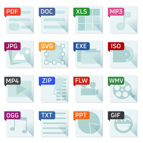 File Format Flat Icon Set 343713 Vector Art At Vecteezy