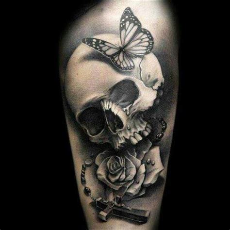 Colorful flowers + skull tattoo. Rosary skull with butterfly | IInk | Pinterest | Skulls ...