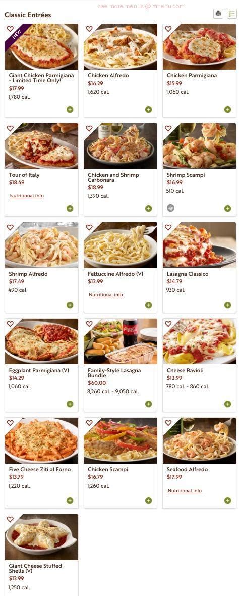 Valid for first time eclub members only. Online Menu of Olive Garden Italian Restaurant Restaurant ...