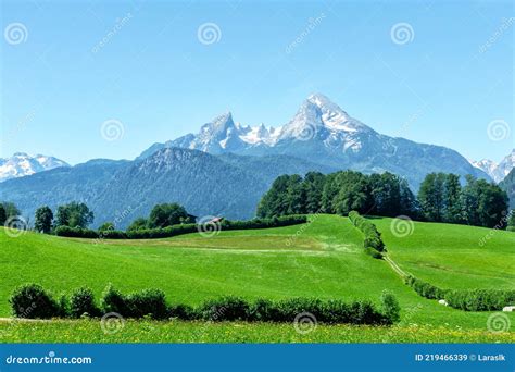 Bavarian Alps With Snow Capped Mountain Peaks Stock Image Image Of