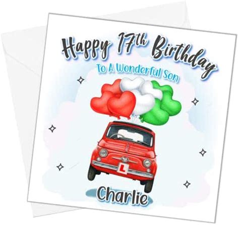 Personalised 17th Birthday Card Driving Son Brother Nephew Grandson
