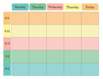 Free Block Schedule Editable Template Monday To Friday Tpt