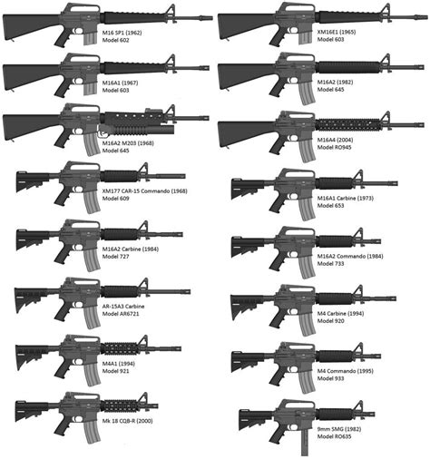 Evolution Of Common Colt Rifle Models Over Time 1962 2004 Rm16