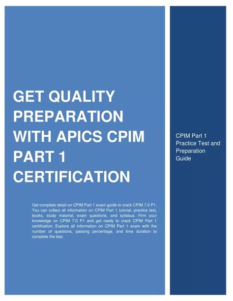 Ppt Get Quality Preparation With Apics Cpim Part 1 Certification