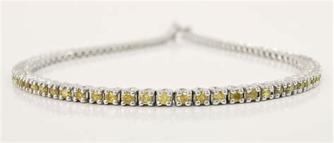 115 Ct Fancy Yellow Diamond Eternity Tennis Bracelet 14 Catawiki