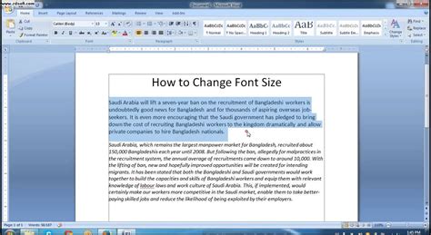 How To Change Font Size In Ms Word 2007 Lesson 16 Youtube