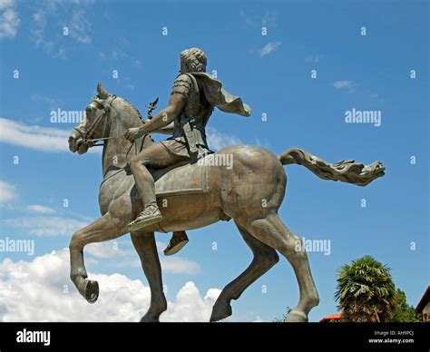 Statue Of King Alexander The Great In Pella Macedonia Greece Stock