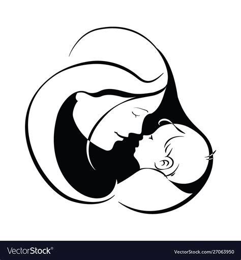 Woman With A Child Logo A Young Mother Royalty Free Vector