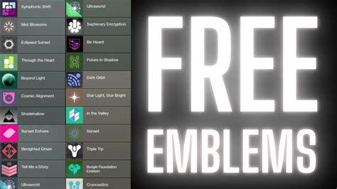 Free Destiny 2 Emblem Codes Youtube
