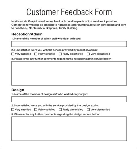 Free 24 Sample Customer Feedback Forms In Pdf Excel Word