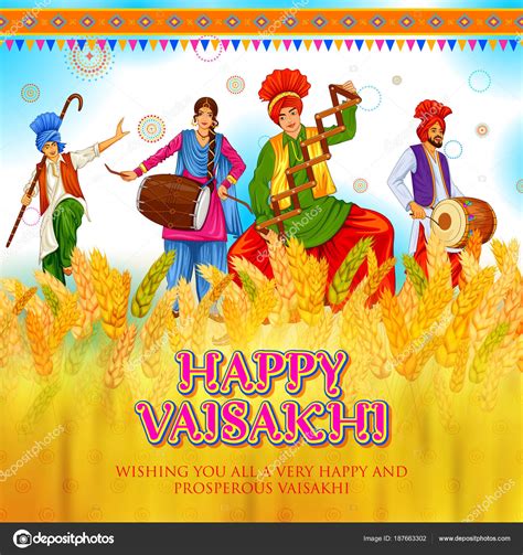 Happy Vaisakhi Punjabi Spring Harvest Festival Of Sikh Celebration