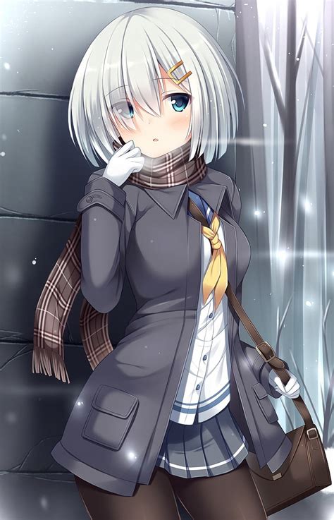 Hd Wallpaper Anime Anime Girls Short Hair White Hair Hamakaze Kancolle Wallpaper Flare