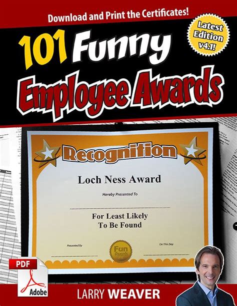 Hilarious Employee Awards Funny Recognition Certificates For Your