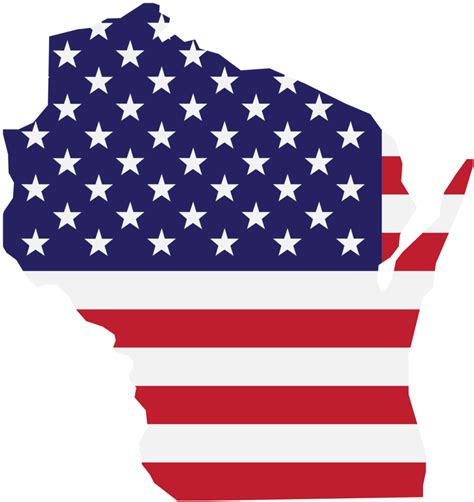 Free Outline Drawing Of Wisconsin State Map On Usa Flag 17178708 Png