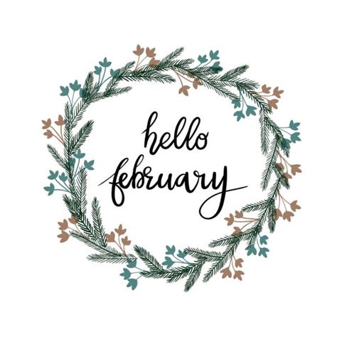 Hello February Hand Lettering Greeting Card Modern Calligraphy Winter