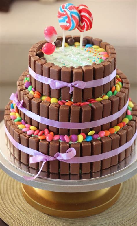 3 Tier Chocolate Birthday Cake Kitkat Cake With The Kitkats Replaced