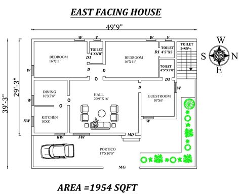 49 9 X39 3 Superb 3bhk East Facing House Plan As Per Vastu Shastra