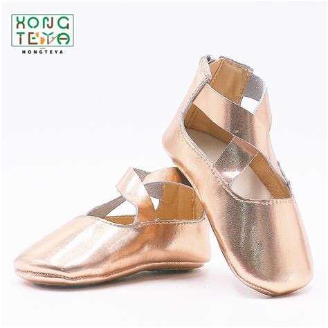 Buy Rose Gold Genuine Leather Hard Sole Non Slip Shoes
