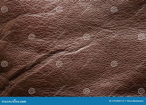 Crumpled Brown Leather Close Up Texture Or Background Stock Image