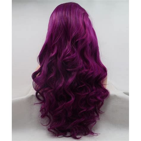 22 Lace Front Deep Purple Wavy Long Wigs Super X Studio