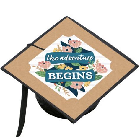 Big Dot Of Happiness Floral Grad Graduation Cap Decor Kit Grad Cap