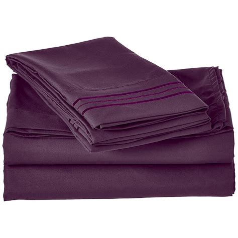 Elegant Comfort 3 Piece Purple Solid Microfiber Twin Xl Sheet Set V01