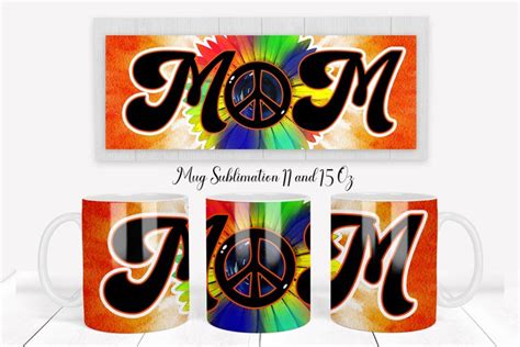 Hippie Mom Mug Wrap Coffee Mug Sublimation