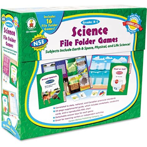 Science File Folder Games Skill Building Center Activities Grades K 1skill B