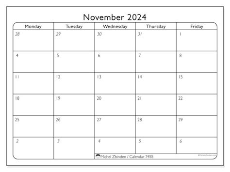 Calendar November 2024 74ss Michel Zbinden Au