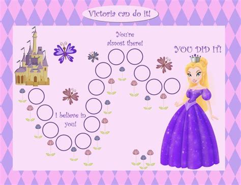 Printable Personalized Kids Chore Chart Princess Purple Etsy