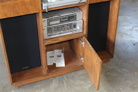 Complete Sanyo Stereo System On Rolling Oak Stand