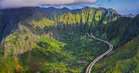 Nature Landscape Mountain Highway Forest Oahu Hawaii