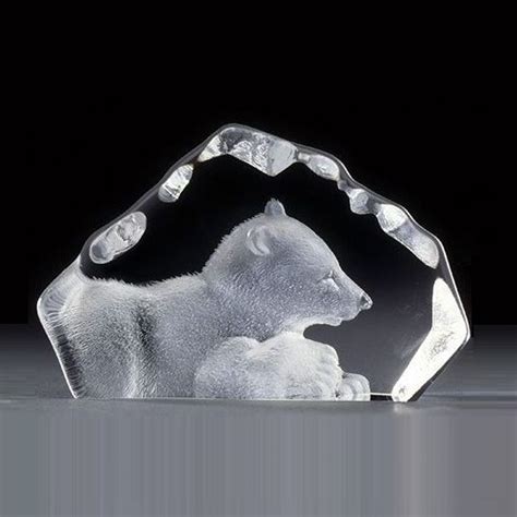 Polar Bear Cub Mini Crystal Sculpture 88109 Mats Jonasson Maleras