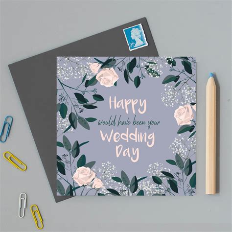 Wedding cards are customary for the people who wish to send wedding wishes to a newly married couple. Happy would have been your wedding day greeting card
