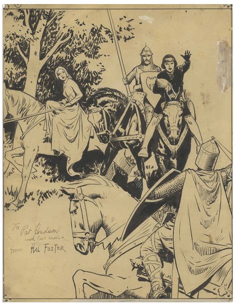 lot detail large prince valiant comic strip panel hand drawn by hal foster
