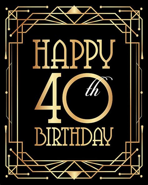 Happy 40th Birthday Sign Printable Birthday Poster Fortieth Etsy