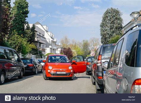 Strasbourg France Apr 4 2017 Fiat 500 Red Car With Open Door