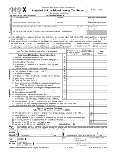 2009 Form Irs 1040 X Fill Online Printable Fillable Blank Pdffiller