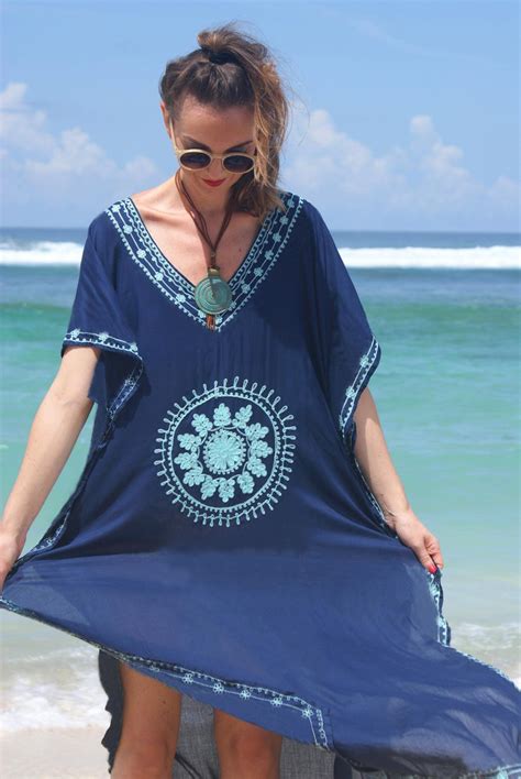 Black Beach Dress Summer Long Embroidery Loose Beach Wear Dresses