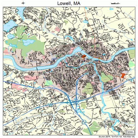Lowell Massachusetts Street Map 2537000