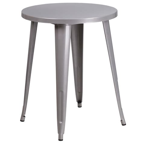 Flash Furniture 24 Round Silver Metal Indoor Outdoor Table Ch 51080