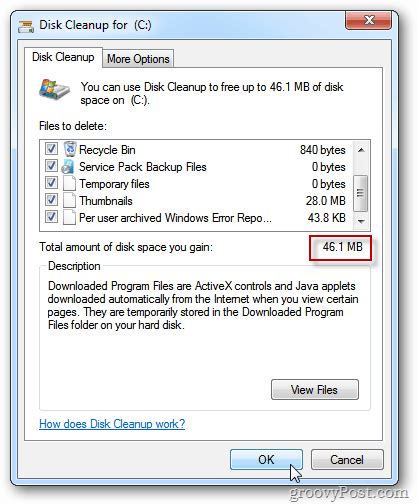 Windows 7 Maintenance Run Disk Cleanup To Gain Hard Drive Space