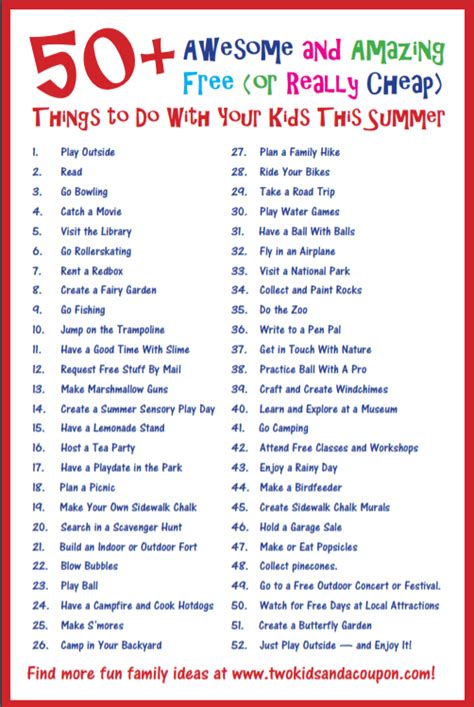50 Free Or Really Cheap Things To Do With Your Kids This Summer