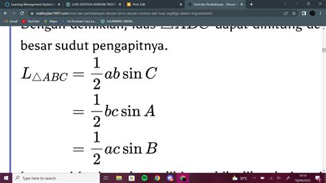 Luas Segitiga Dengan Trigonometri Aturan Sinus Dan Aturan Cosinus